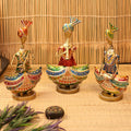 IRON PAINTED MUSICAL SITTING MAN FINE SET OF 3