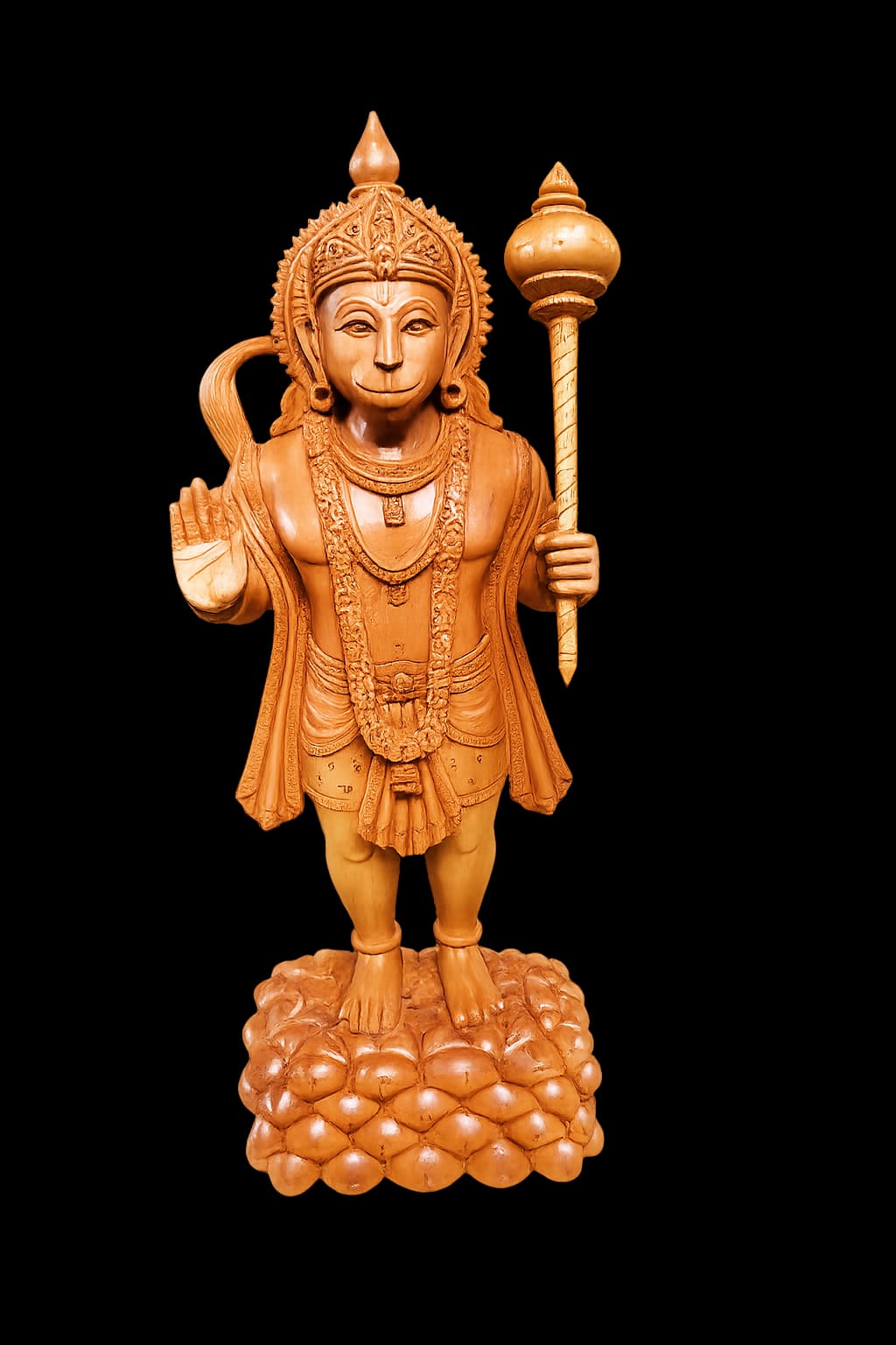 WOODEN HANUMAN STATUE