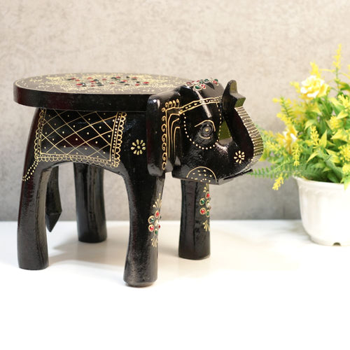 8' Wooden Colorful Elephant Stool