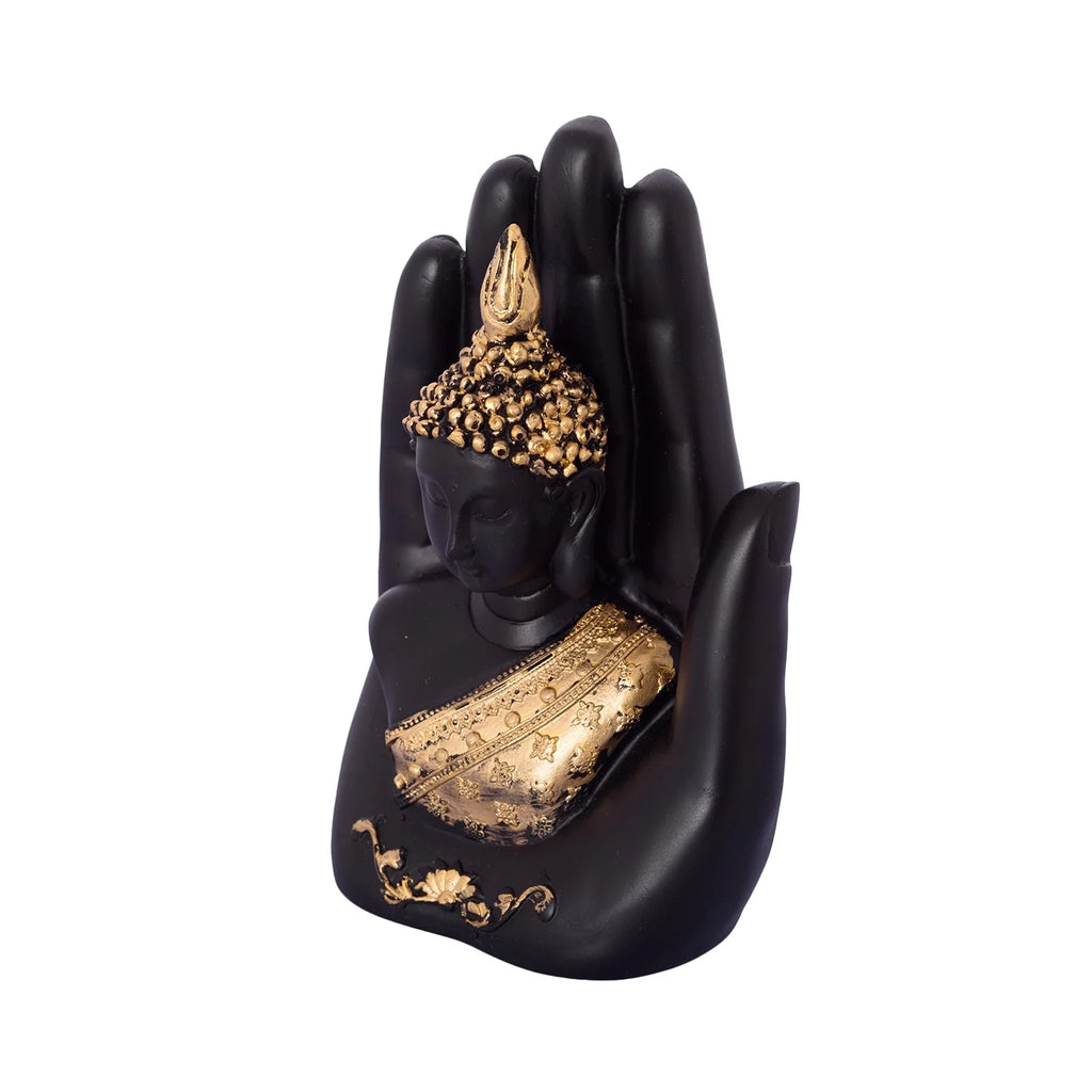 Handcrafted Palm Buddha Statue black and golden