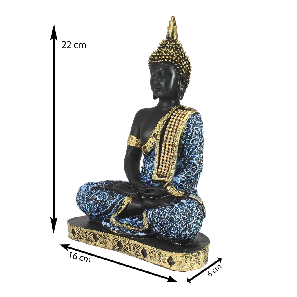 Blue Meditating Buddha Decorative Showpiece - 24 cm