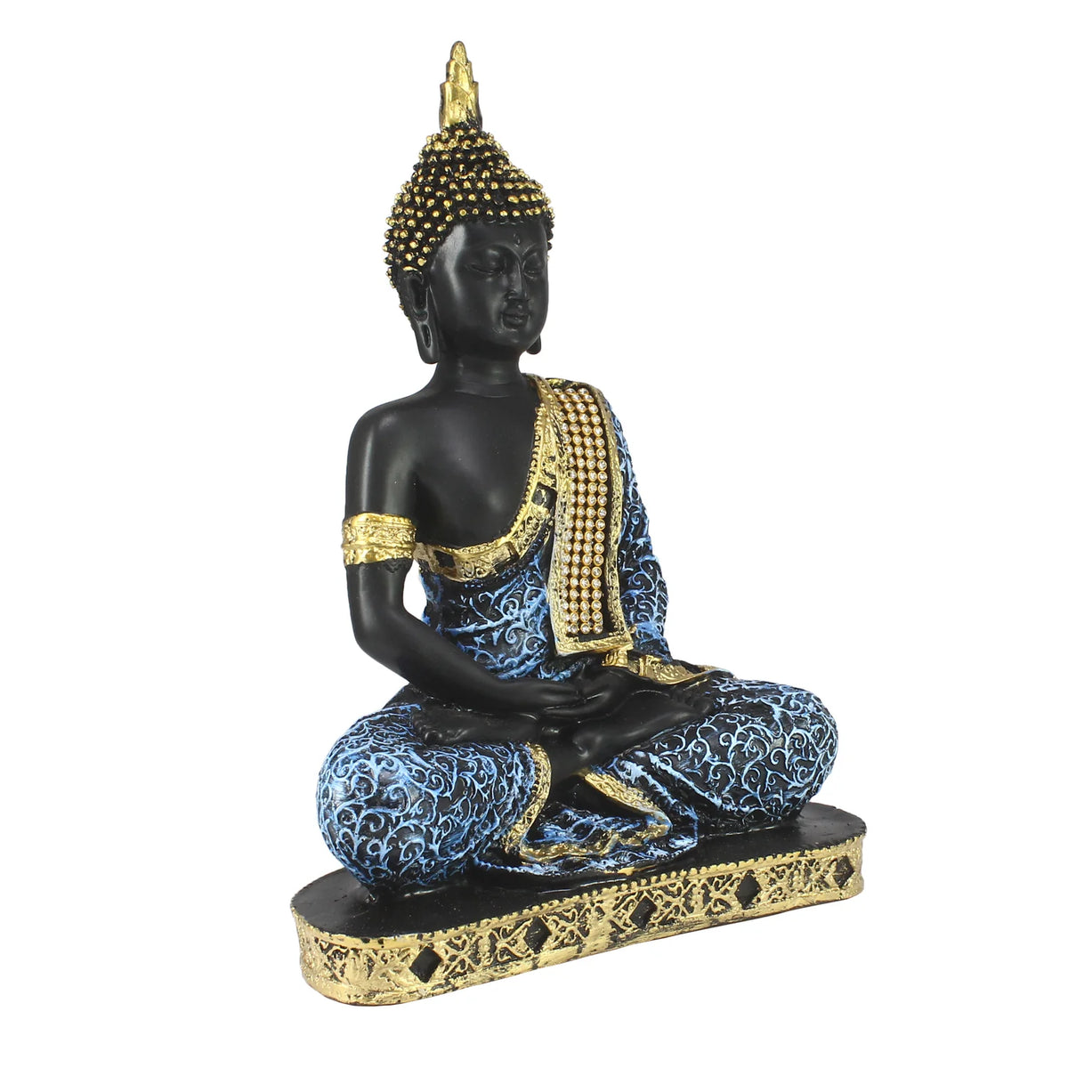 Blue Meditating Buddha Decorative Showpiece - 24 cm