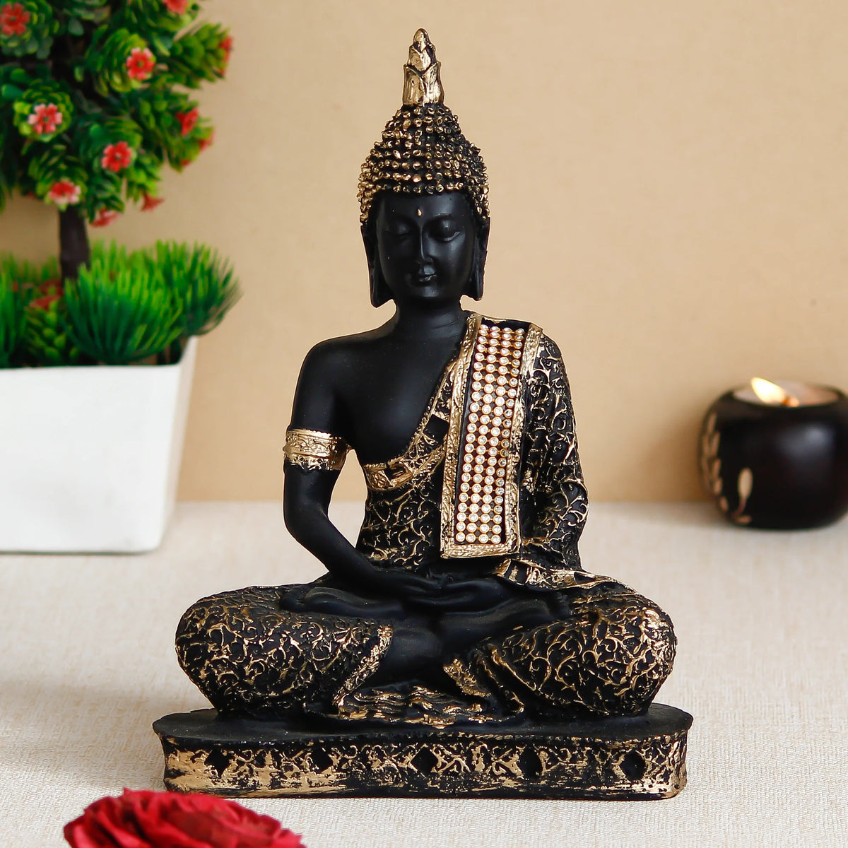 Blue Meditating Buddha Decorative Showpiece - 24 cm