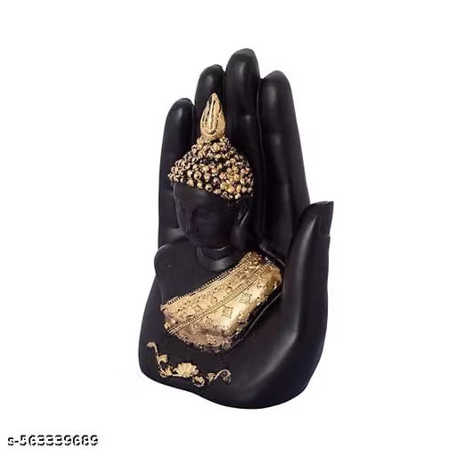 Handcrafted Palm Buddha Statue black and golden