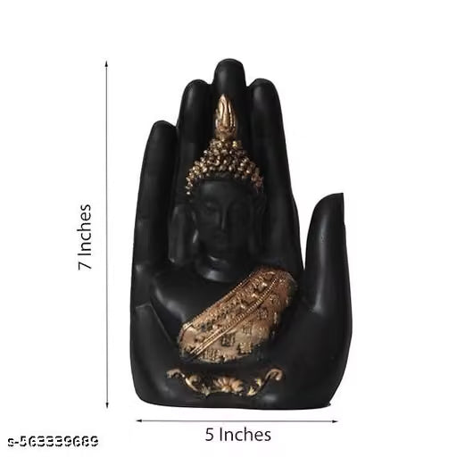 Handcrafted Palm Buddha Statue black and golden