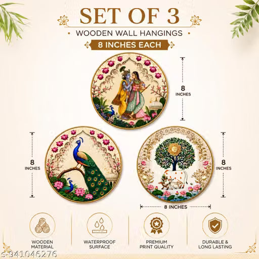 Pack of 3 Pichwai Wall Hanging Decorative Items for Home, Wall Hanging for Living Room, Wall Hanging Decorative Items for Home,