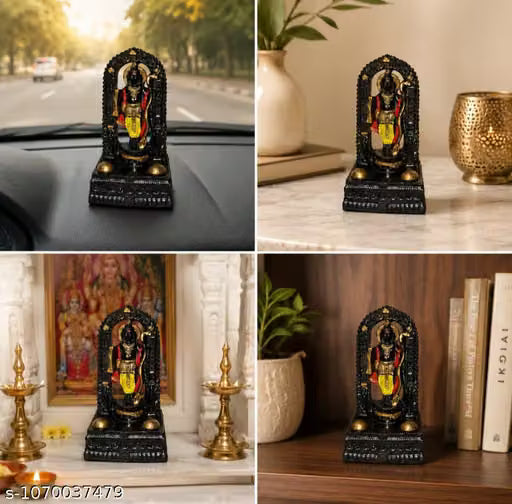 Ram Lala Idol for Home Temple & Car Dashboard | Lord Ram Lalla Murti Statue, multicolor Resin Decorative Idol for Pooja Room, Living Room, Office, Shelf & Table Decor, Spiritual Gift