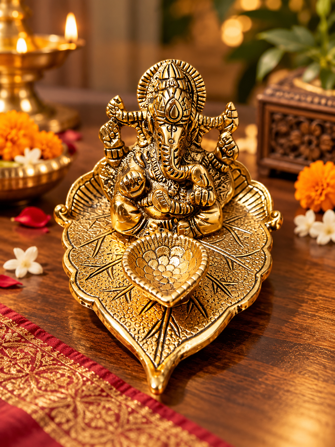 Ganesh ji with diya brass look