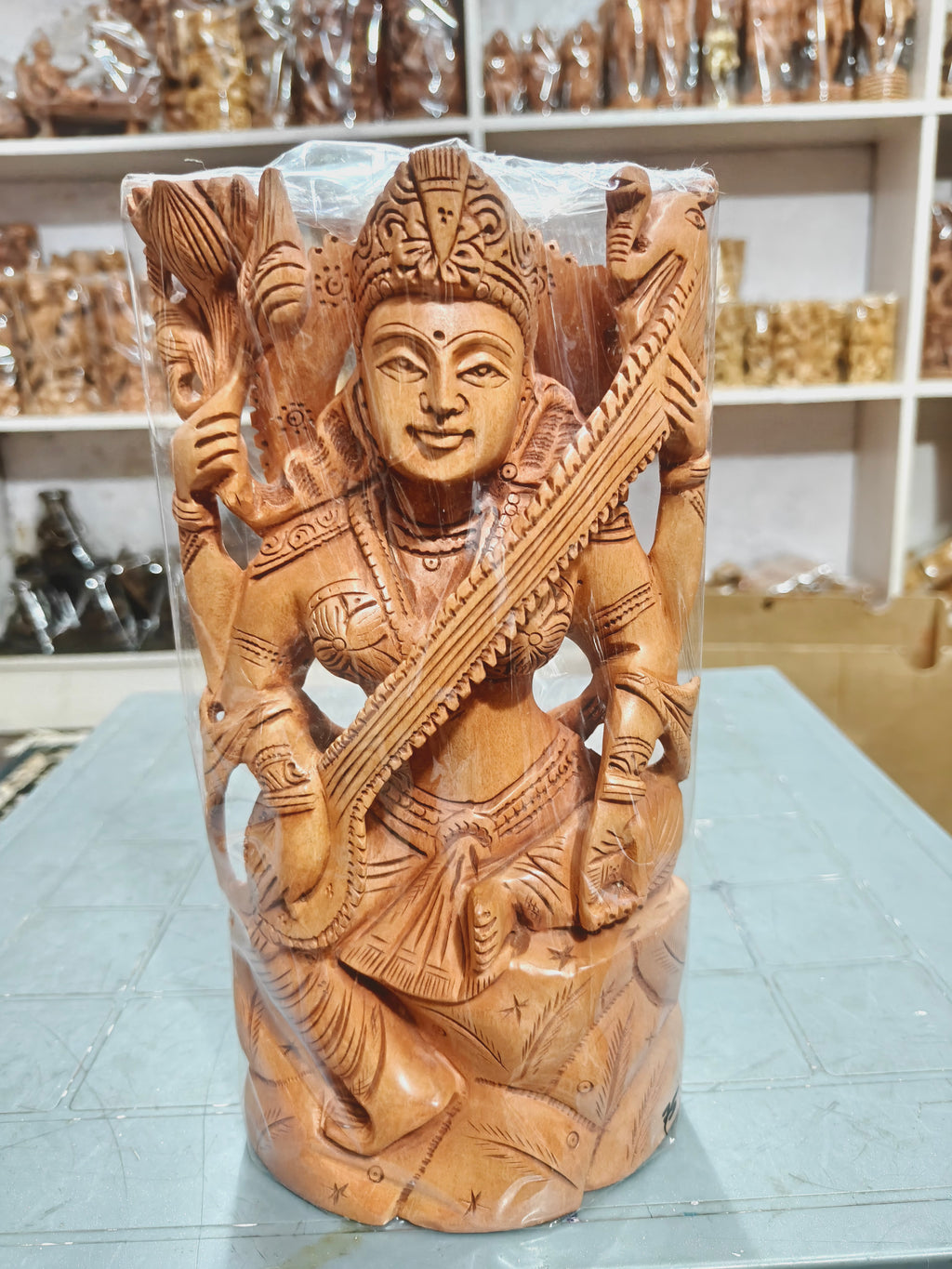 Wooden saraswati maa 10 inch
