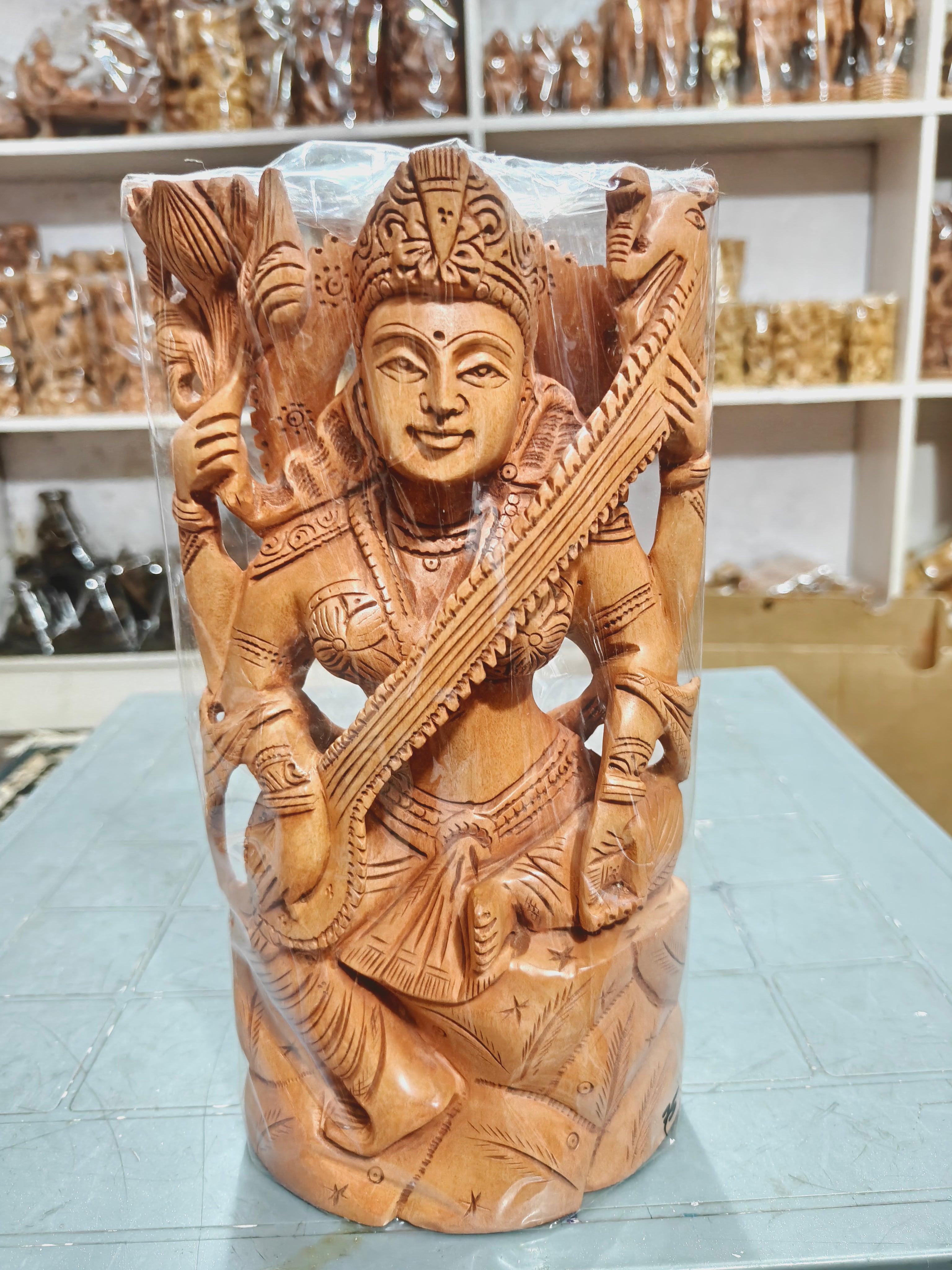 Wooden saraswati maa 10 inch