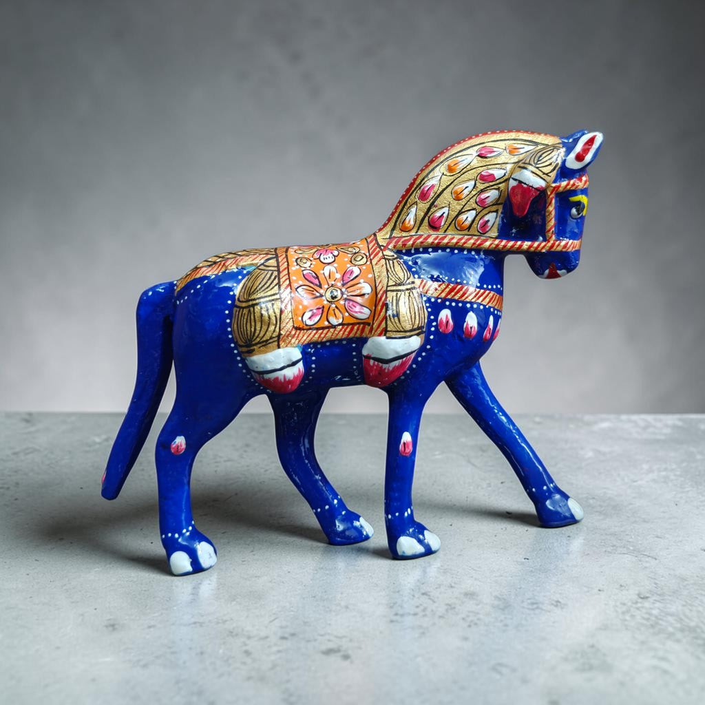 Metal meenakari horse
