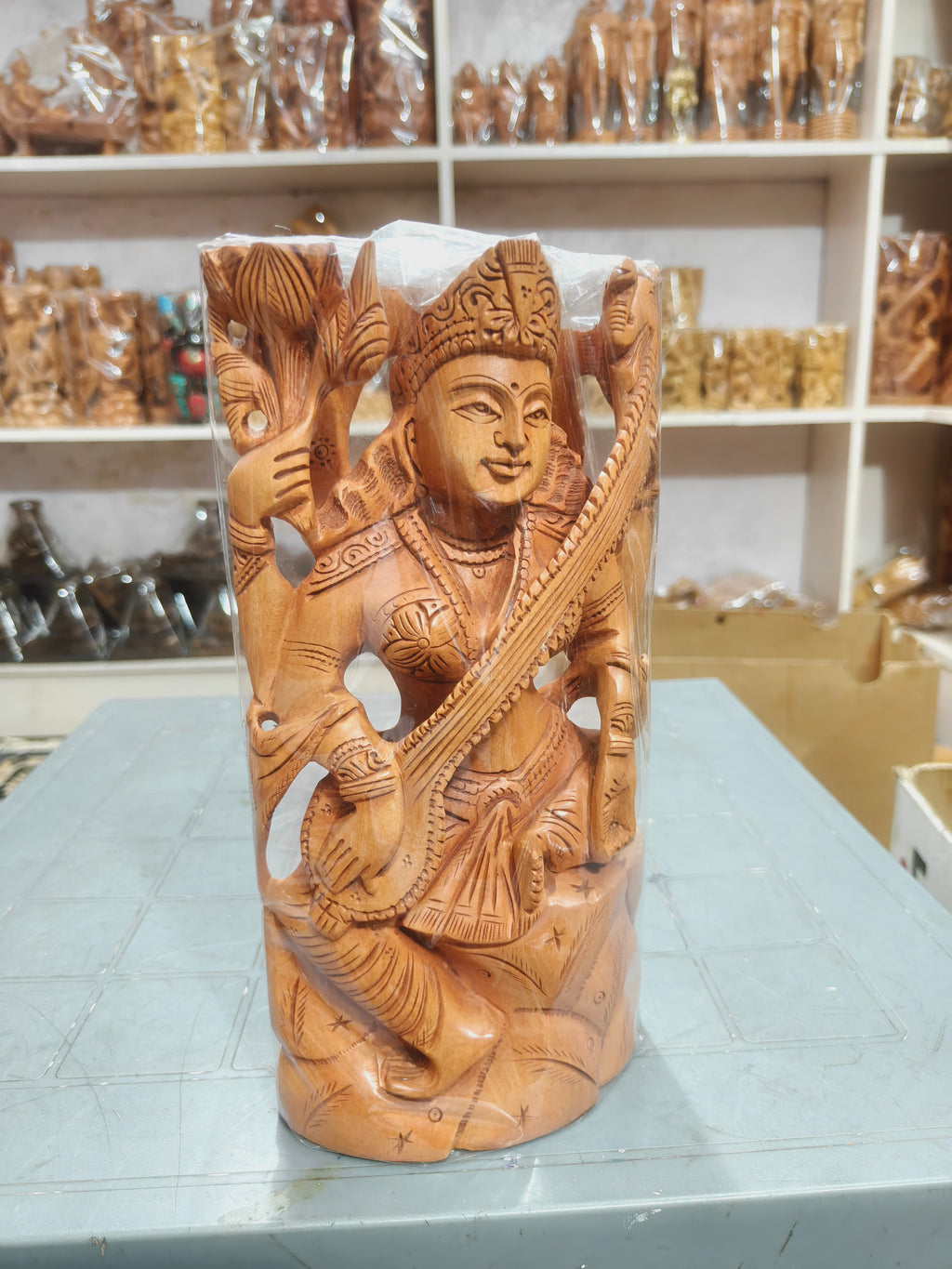 Wooden saraswati maa 10 inch