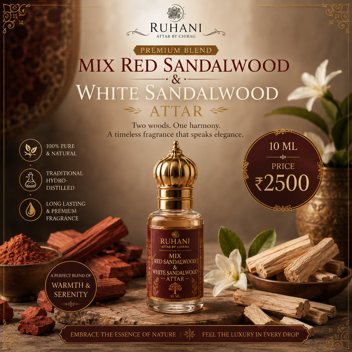 Mix attar red sandalwood and white sandalwood