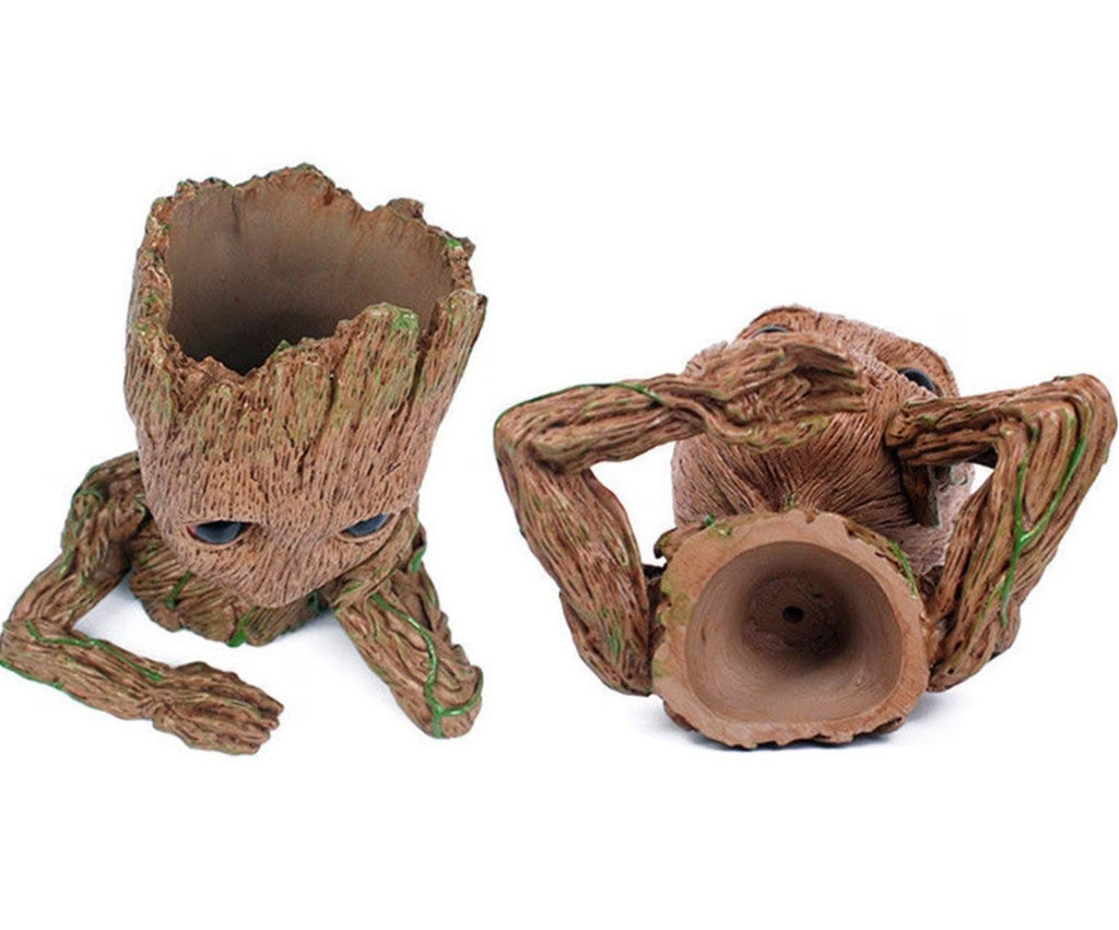 Baby Groot Tree Thinking Man Avengers Action Figure Stationery Organizer or Flowerpot with Drainage Hole pair of 2
