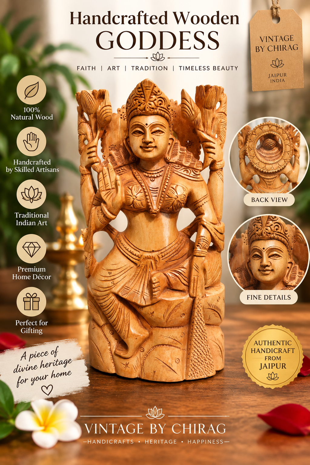 Wooden laxmi ji