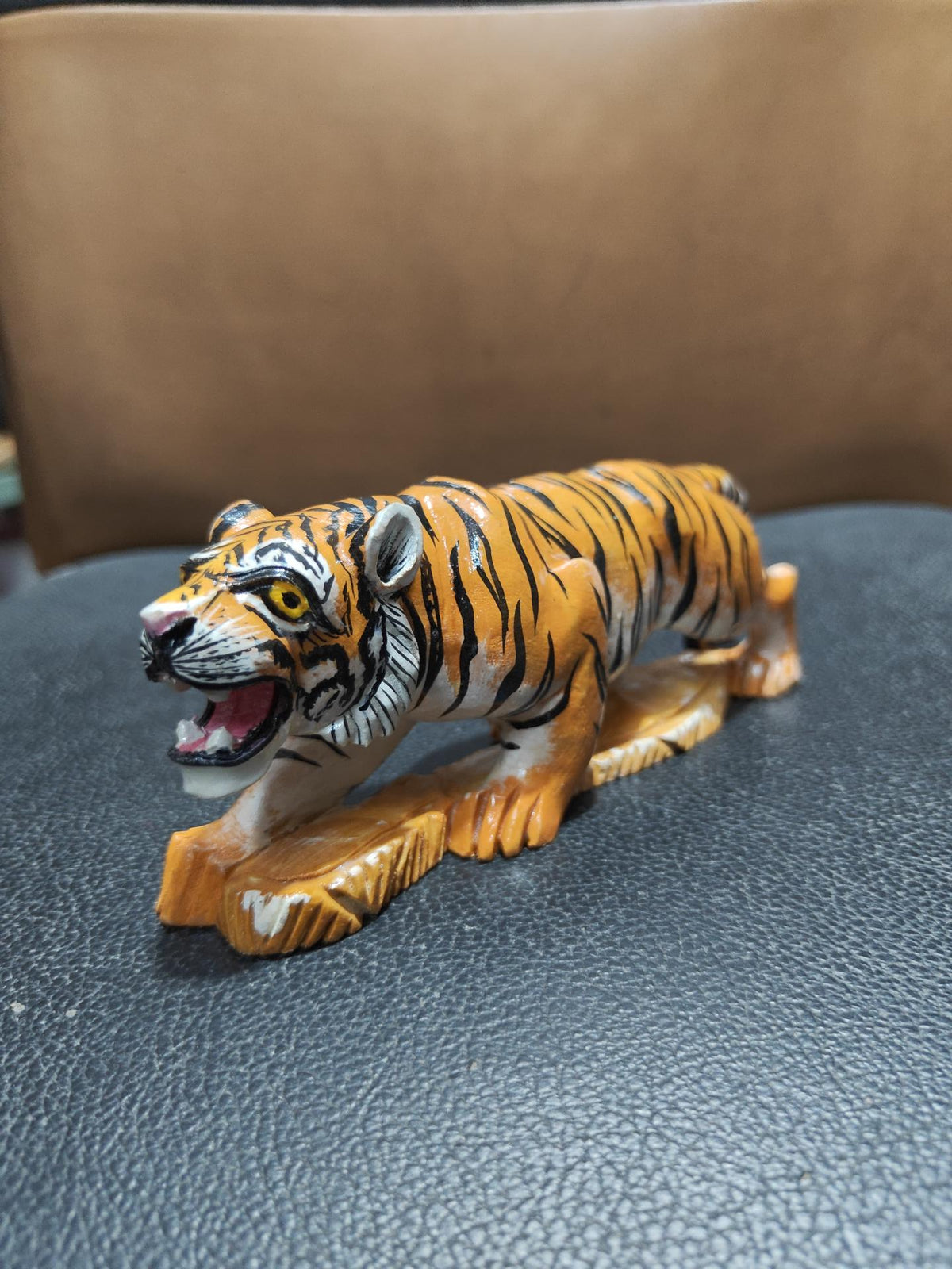 Beautiful wooden painting tiger
