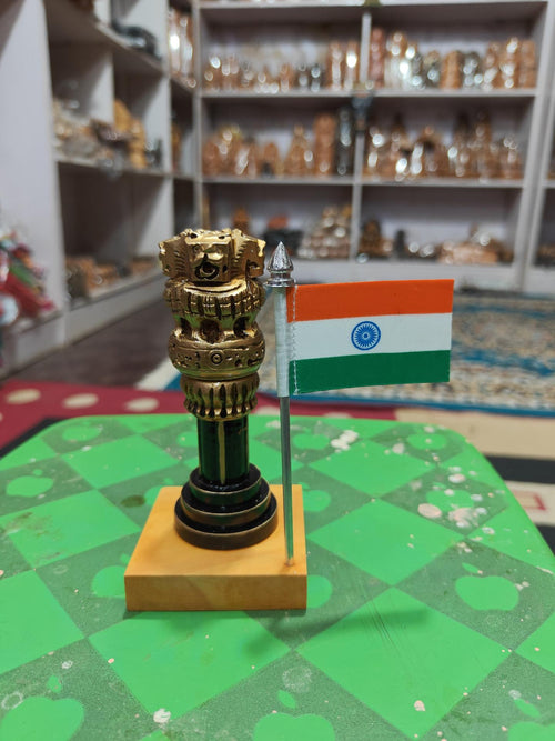 Ashoka pillar with flag
